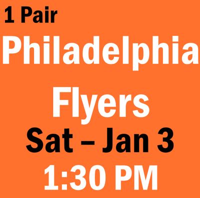 G18 January 3 vs Philadelphia Flyers Sec 223, Row 4, Seats 7-8 G18 January 3 vs Philadelphia Flyers Sec 223, Row 4, Seats 7-8