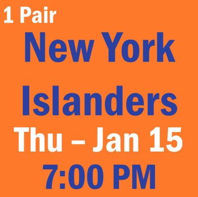 G21 January 15 vs New York Islanders Sec 223, Row 4, Seats 7-8 G21 January 15 vs New York Islanders Sec 223, Row 4, Seats 7-8