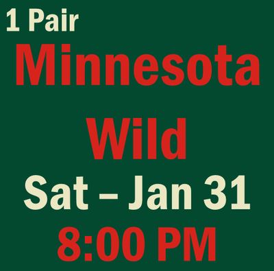 G28 January 31 vs Minnesota Wild Sec 223, Row 4, Seats 7-8 G28 January 31 vs Minnesota Wild Sec 223, Row 4, Seats 7-8