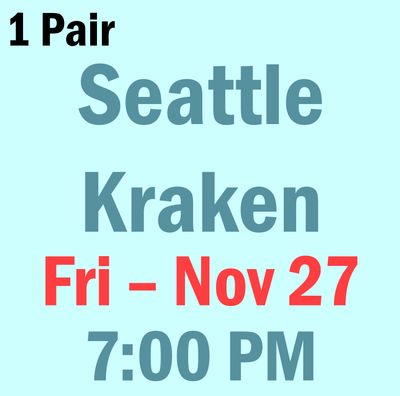 R14 November 27 vs Seattle Kraken Sec 234, Row 2, Seats 5-6 R14 November 27 vs Seattle Kraken Sec 234, Row 2, Seats 5-6