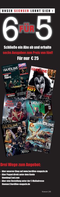 Hardline Magazin 6 Ausgaben Abo