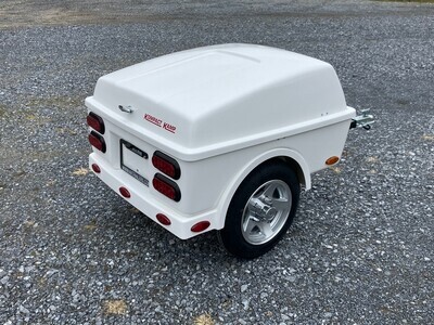 Route 66 Motorcycle Cargo Trailer with optional fender lightbar and alloy wheels.
