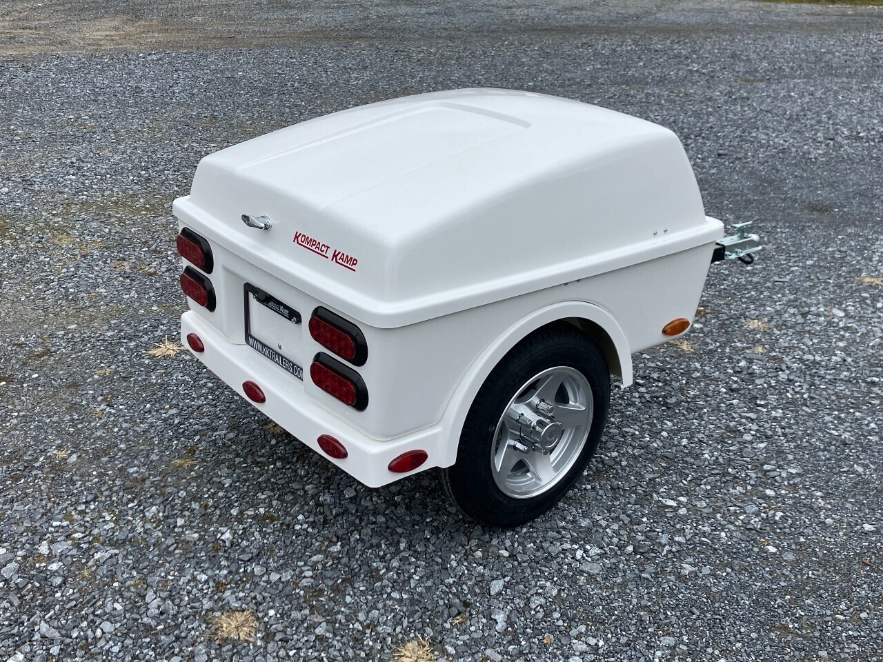 Route 66 Motorcycle Cargo Trailer with optional fender lightbar and alloy wheels.