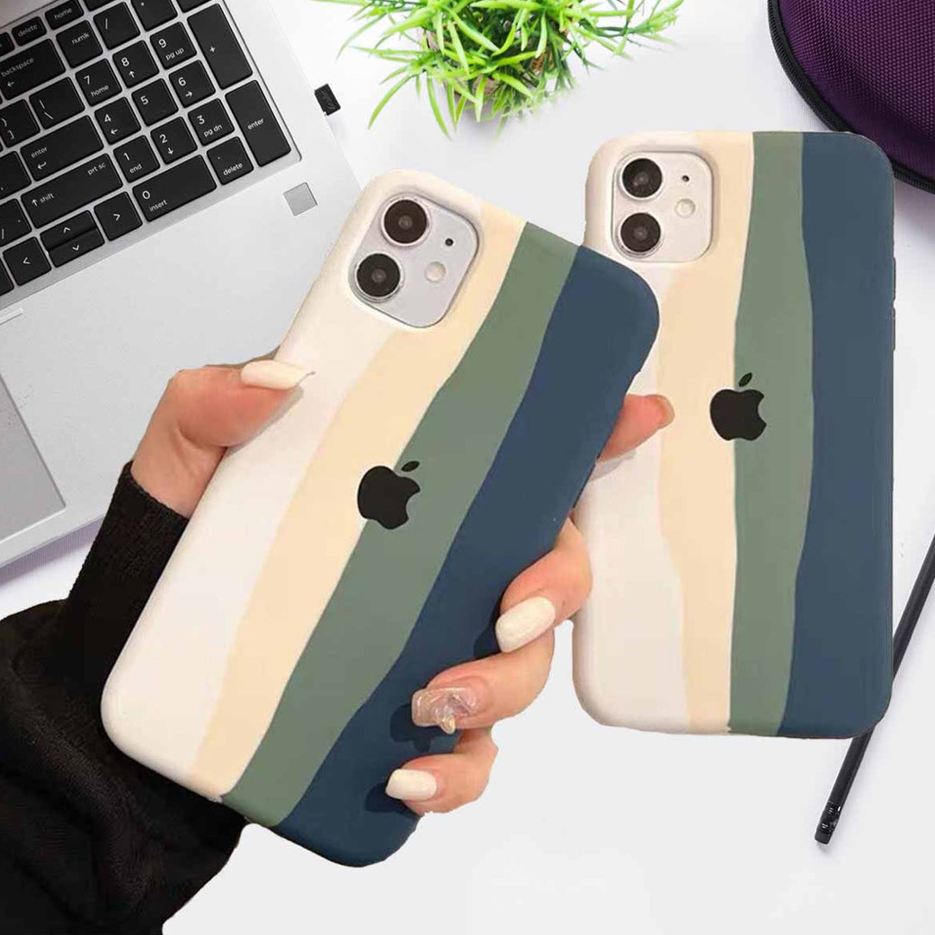 Green Rainbow Hard Silicon Case For iPhone