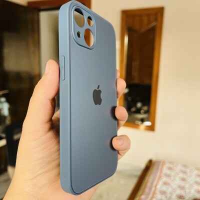 Premium Blue Matte Glass Silicon Case For iPhone