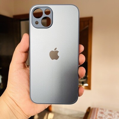 Premium Blue Matte Glass Silicon Case For iPhone