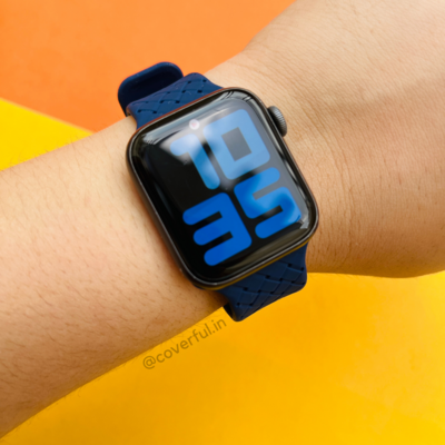 Blue Silicon Grid Design Apple Watch Bands