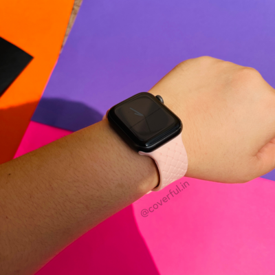 Peach Silicon Grid Design Apple Watch Bands