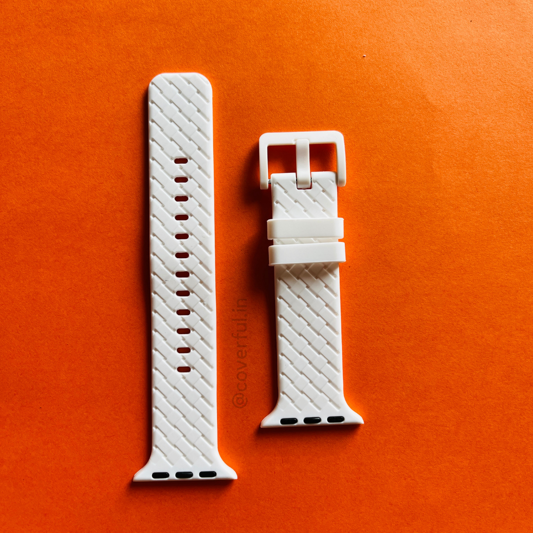 White Silicon Grid Design Apple Watch Bands