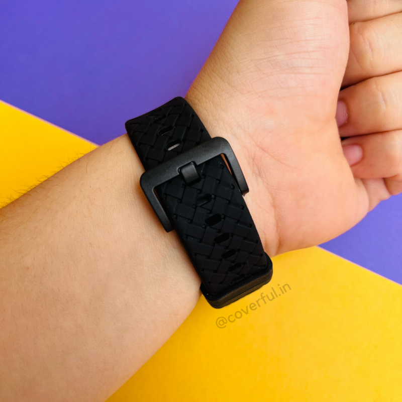 Black Silicon Grid Design Apple Watch Bands