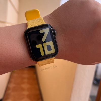 Yellow Silicon Grid Design Apple Watch Bands