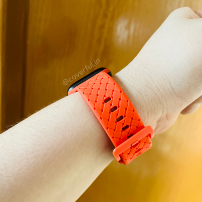 Orange Silicon Grid Design Apple Watch Bands