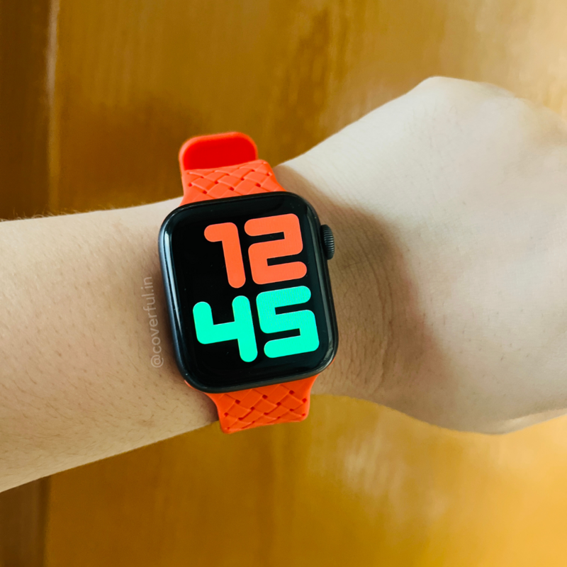 Orange Silicon Grid Design Apple Watch Bands