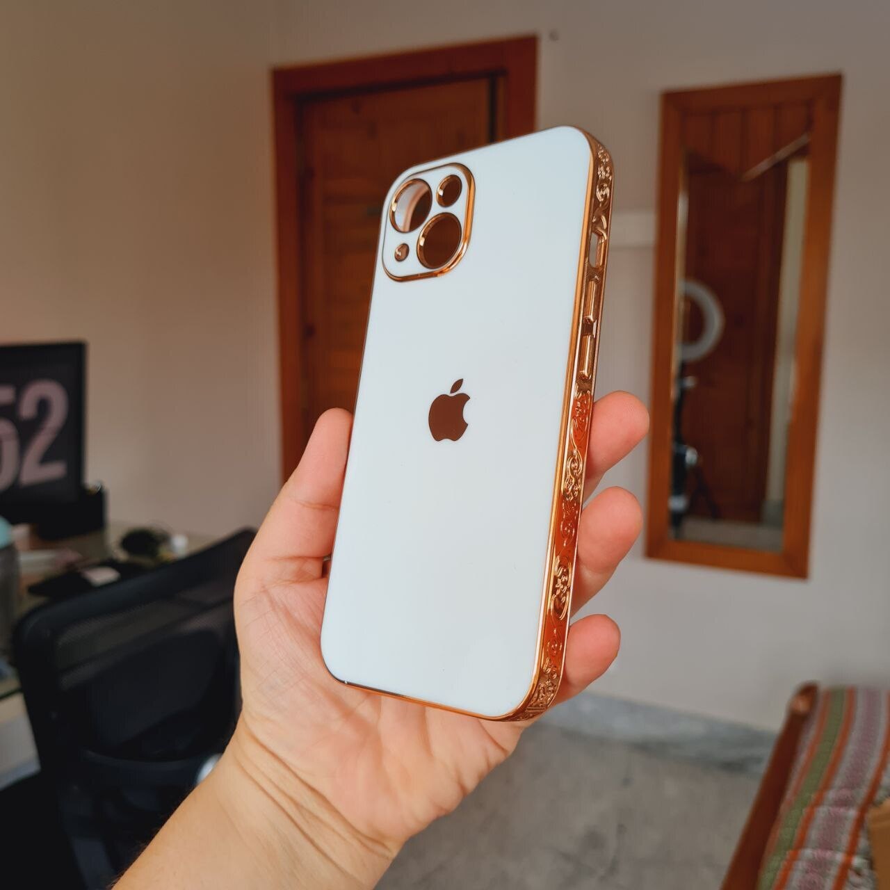 White Elegant Chrome Case For iPhone
