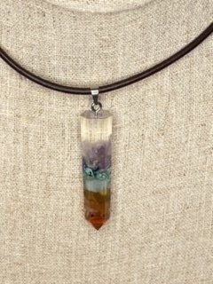 Chakra Pendant in Resin silver tone loop