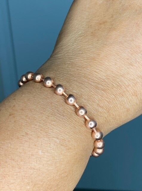 Raw Copper ball chain bracelet 6.3 mm.
