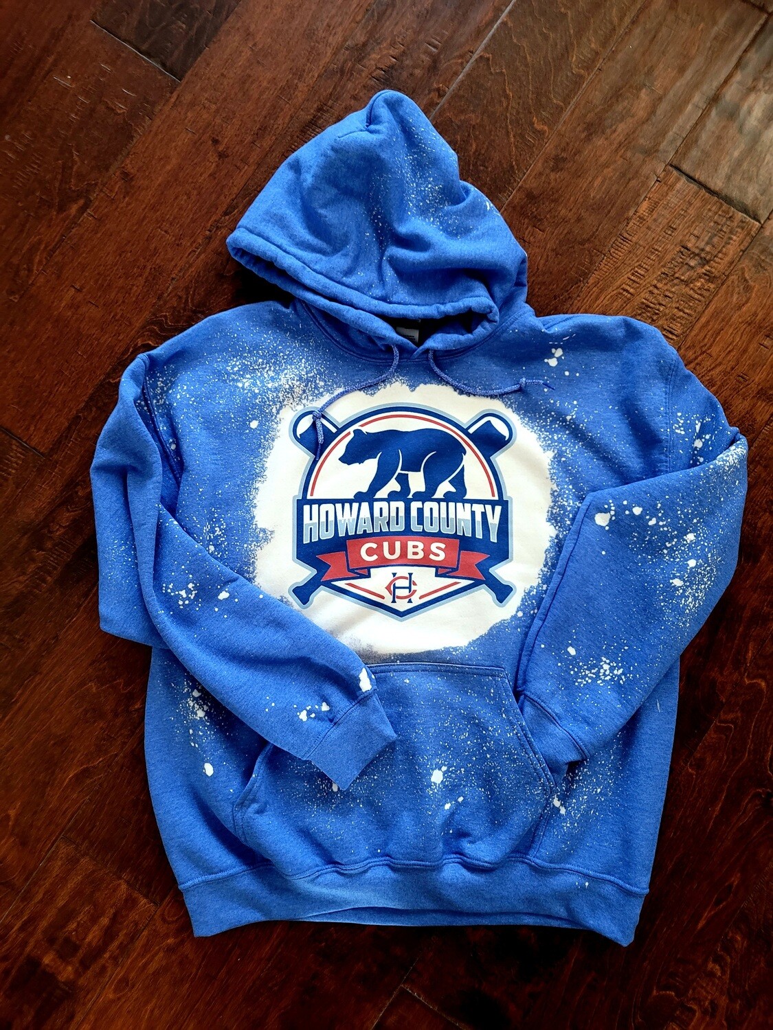 Bleached Gildan Sport Heather Blue Hooded Sweatshirt