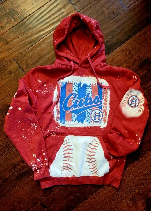 ​Bleached Tultex Heather Red Hooded Sweatshirt