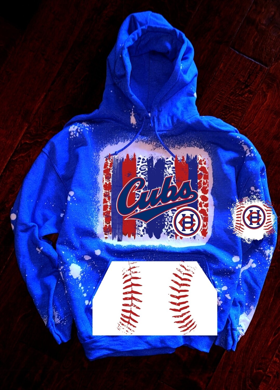 ​Bleached Port Company Blue Hooded Sweatshirt