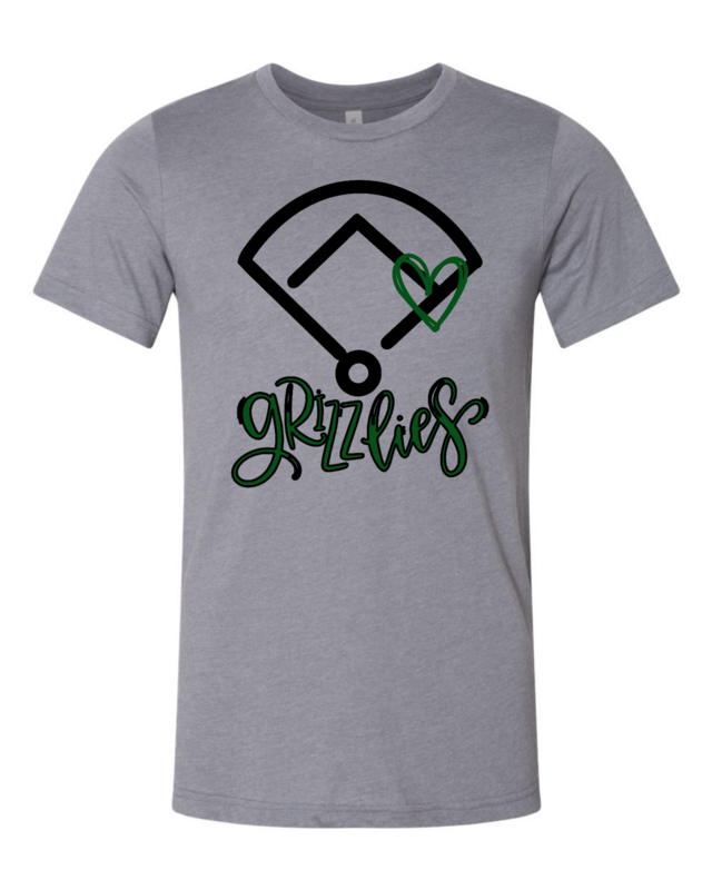 Grizzlies Bella Canvas Storm Field and heart