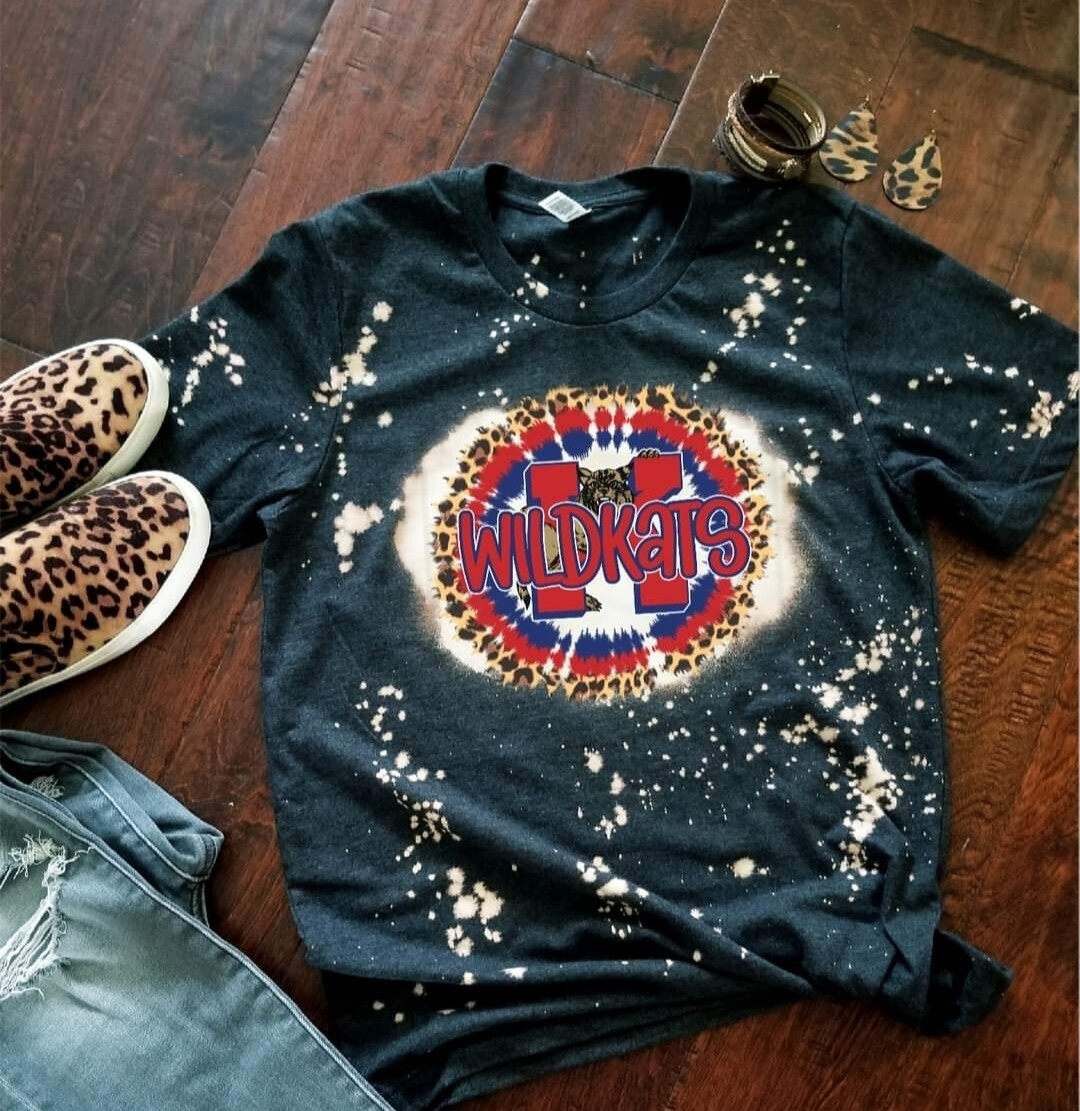 Wildkats Bleached Tie Dye Ring Tshirt
