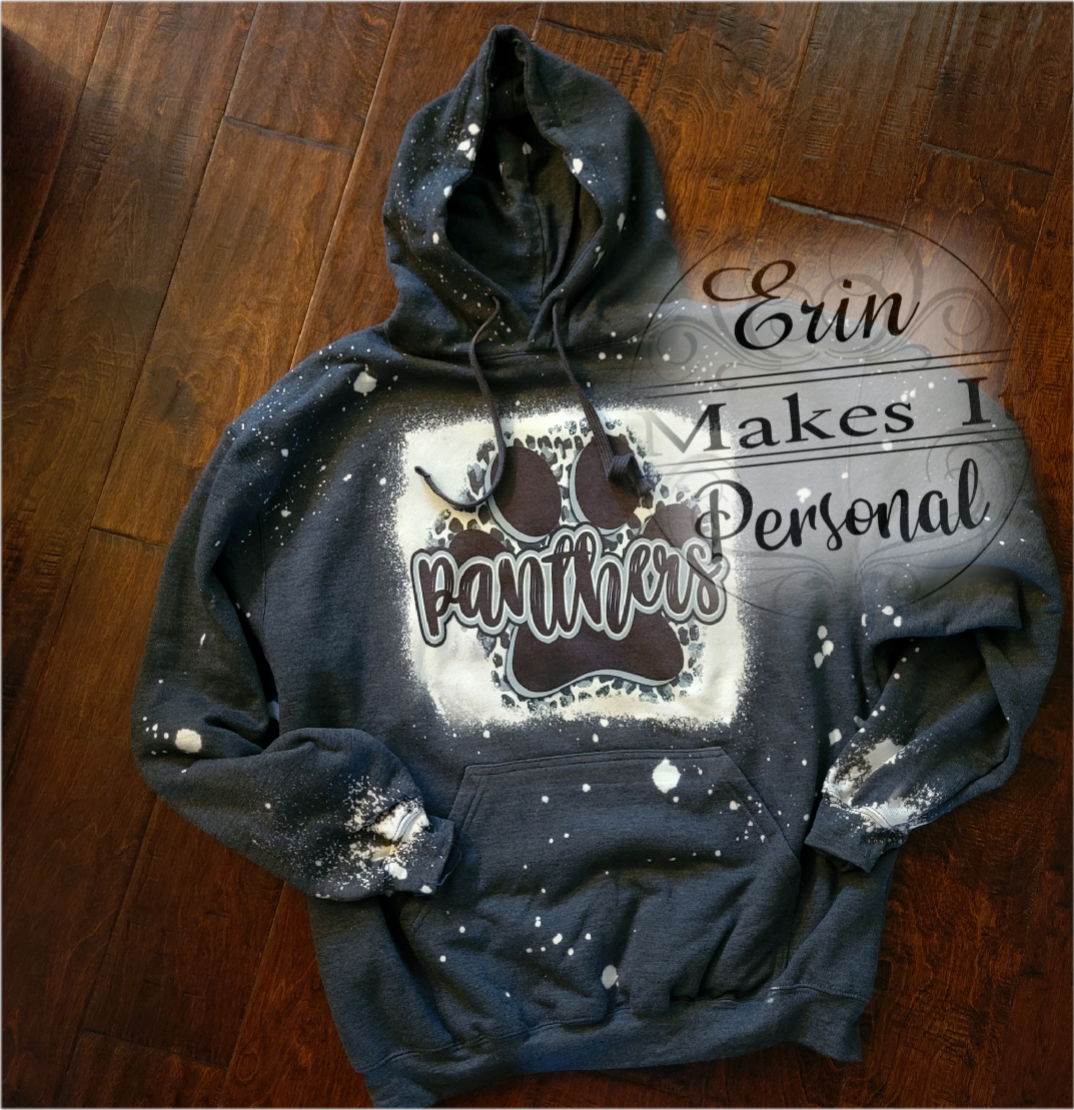 Panthers Paw Bleached Tultex Heather Dark Grey Hooded Sweatshirt