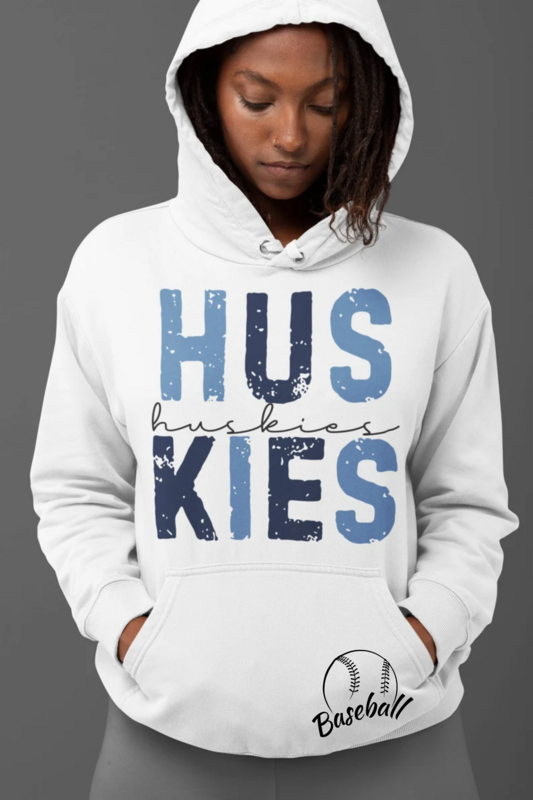 Huskies Distressed White Gildan