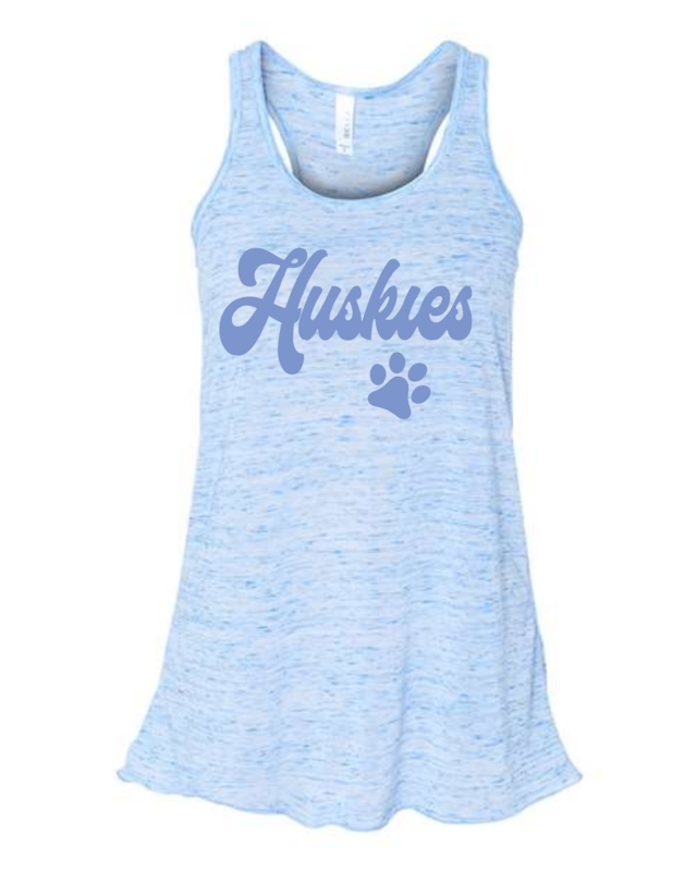 Huskies Bella Canvas Blue Marble Flowy Tank Top