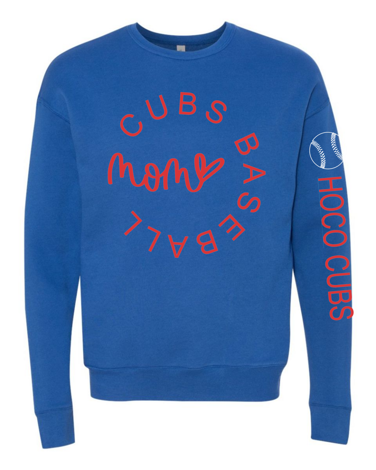 Hoco Cubs Bella Canvas Blue Sweatshirt With Red Puff