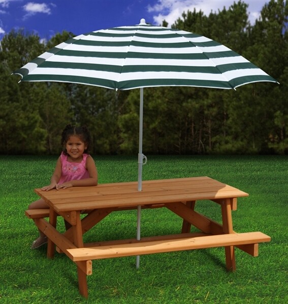 Child's Picnic Table + Shade Umbrella