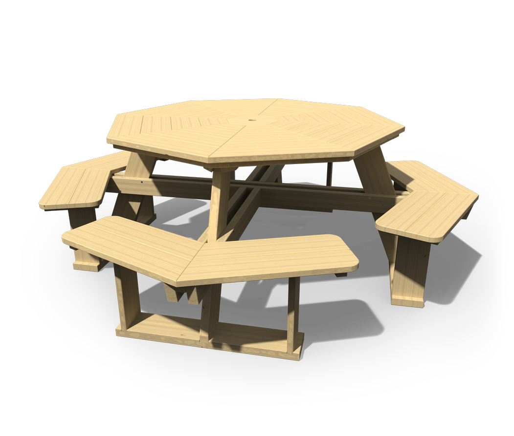Octagon Table w/ Attached Benches