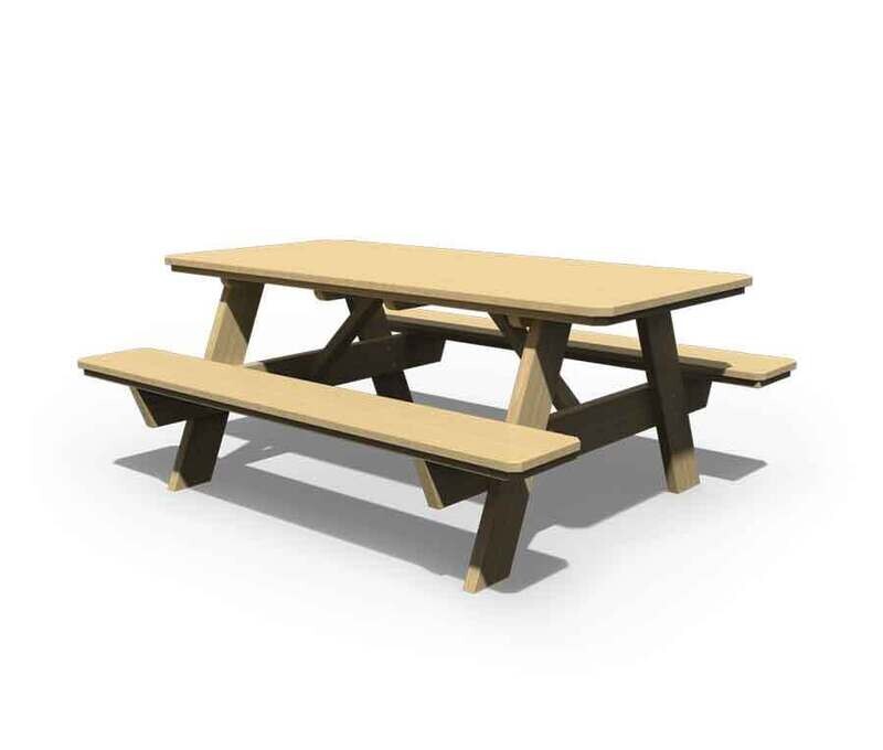 3' x 6' Picnic Table w/attached benches