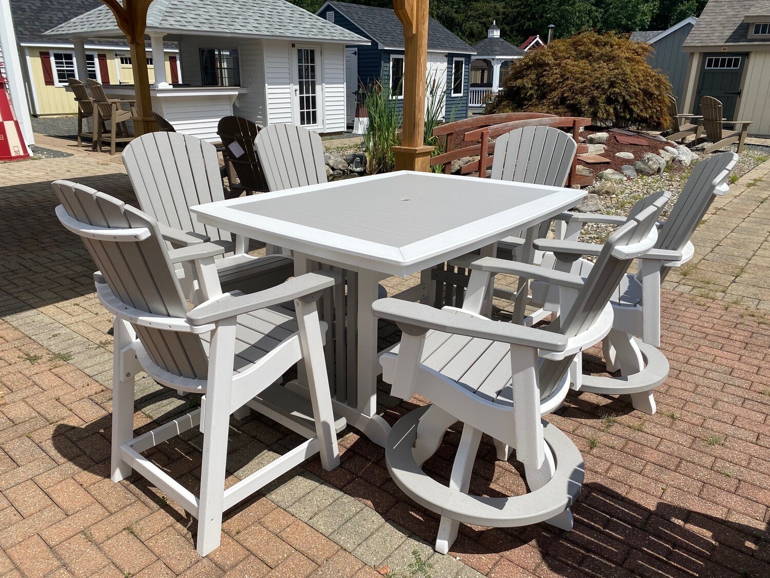 Poly Supreme ​Patio Set, with (1) 45” x 60” Mission table and (6) chairs