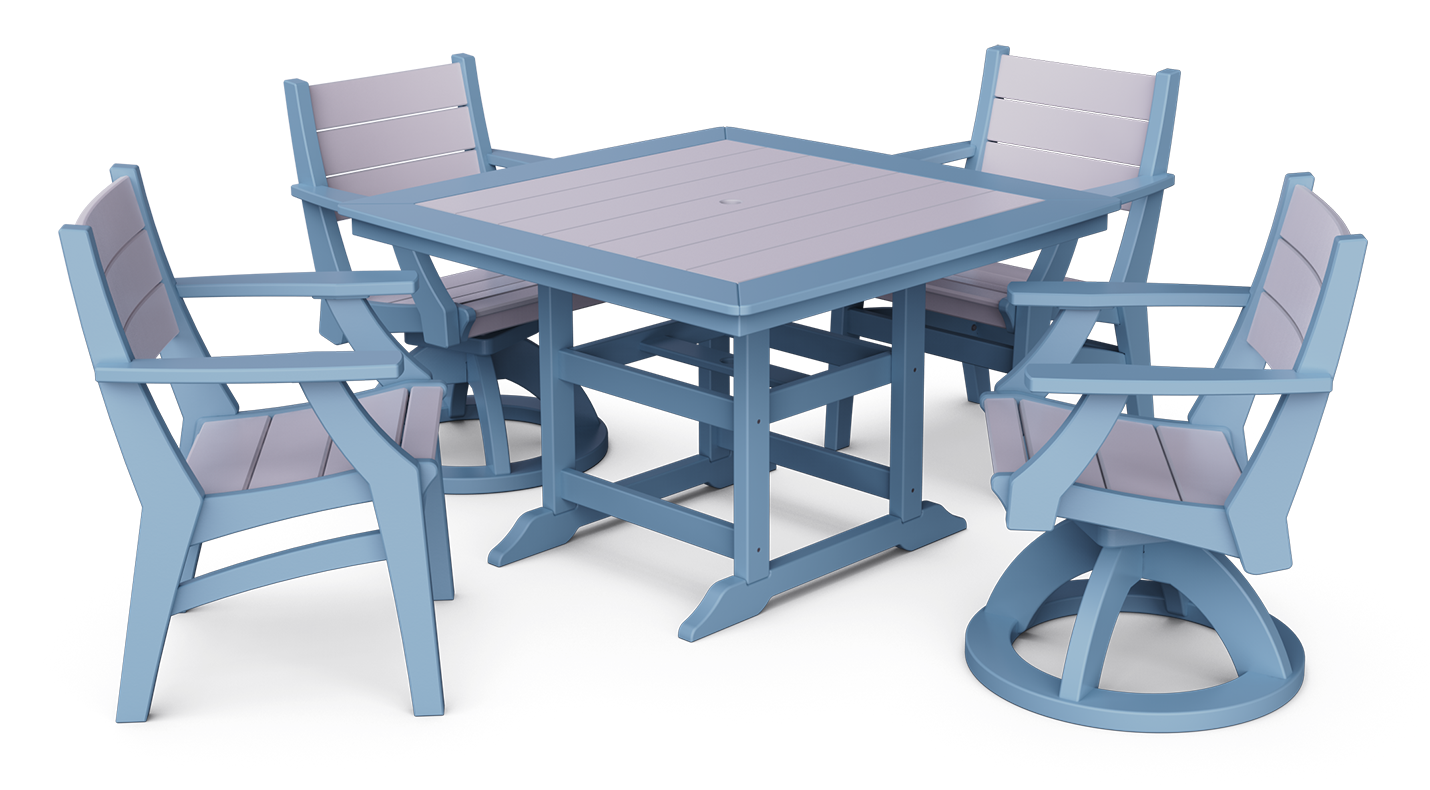 Farmhouse Square Patio Table, 5 Piece Set