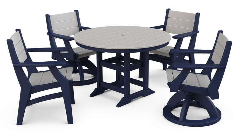 Farmhouse Round Patio Table, 5 Piece Set