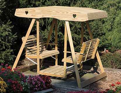 Double Lawn Swing w/Hearts (straightback seats)
