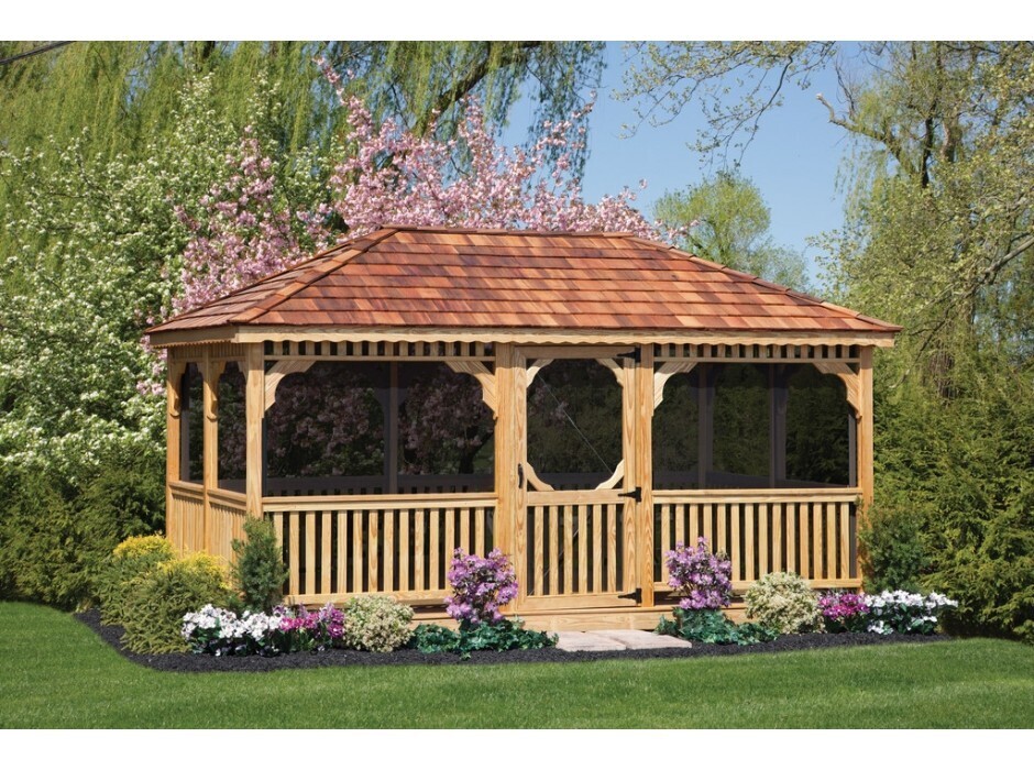 Pressure Treated  Deluxe Rectangular Gazebo