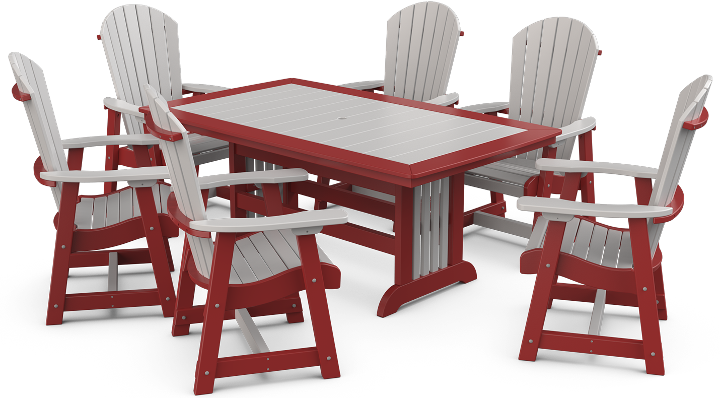 Empress Rectangular Patio Table,  7 Piece Set