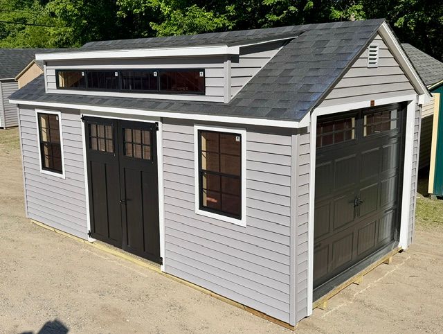10' x 18' Classic Vinyl Cape Garage shed with Transom Dormer - Sale : $11,499.00