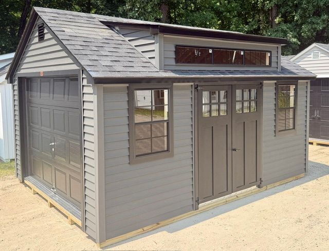 12' x 16' Classic Vinyl Cape Garage shed with Transom Dormer - Sale: $11,499.00
