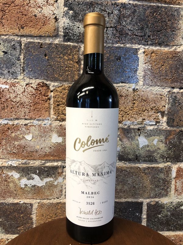 Colomé &#39;Altura Maxima&#39; 3111m Altitude Malbec, Salta ARG