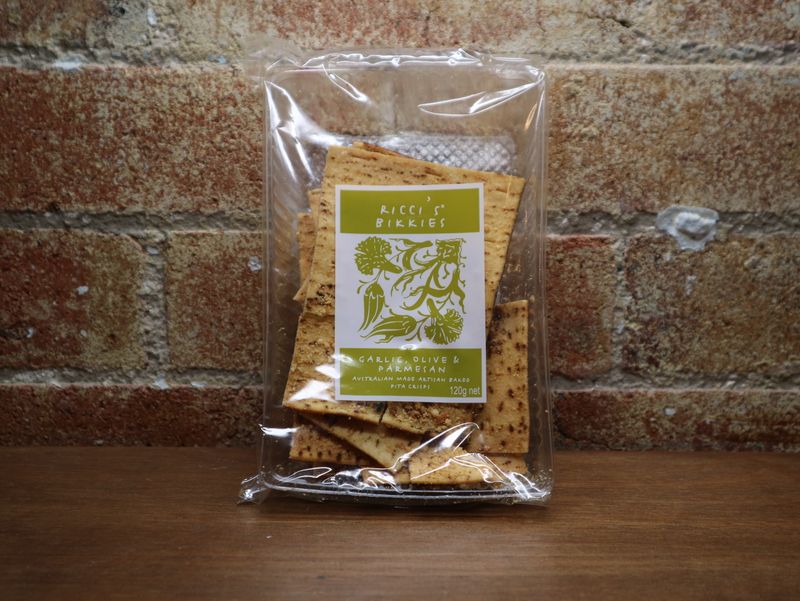 Ricci’s Bikkies Garlic, Olive &amp; Parmesan Flavour 100g