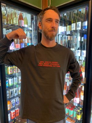 T-Shirt 'Cocktail' Cherry Red on CHARCOAL  LONGSLEEVE