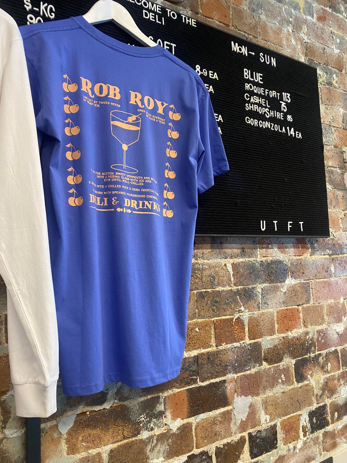 Rob Roy Cocktail T-shirt S/S PEACH ON BLUE
