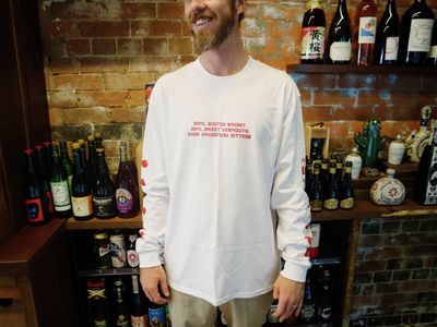 T-Shirt 'Cocktail' Cherry Red on WHITE LONGSLEEVE
