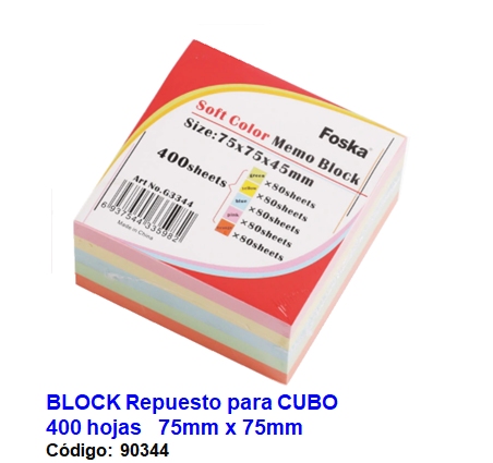 Block Repuesto Colores Para Cubo adhesivo