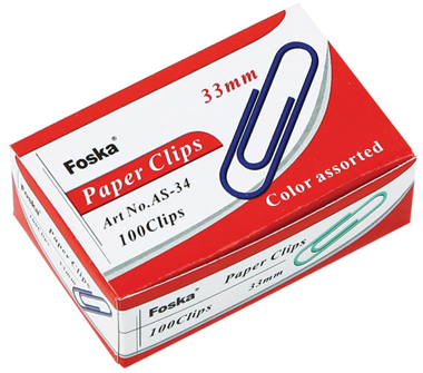 Clips 33mm, de colores x 100 unidades