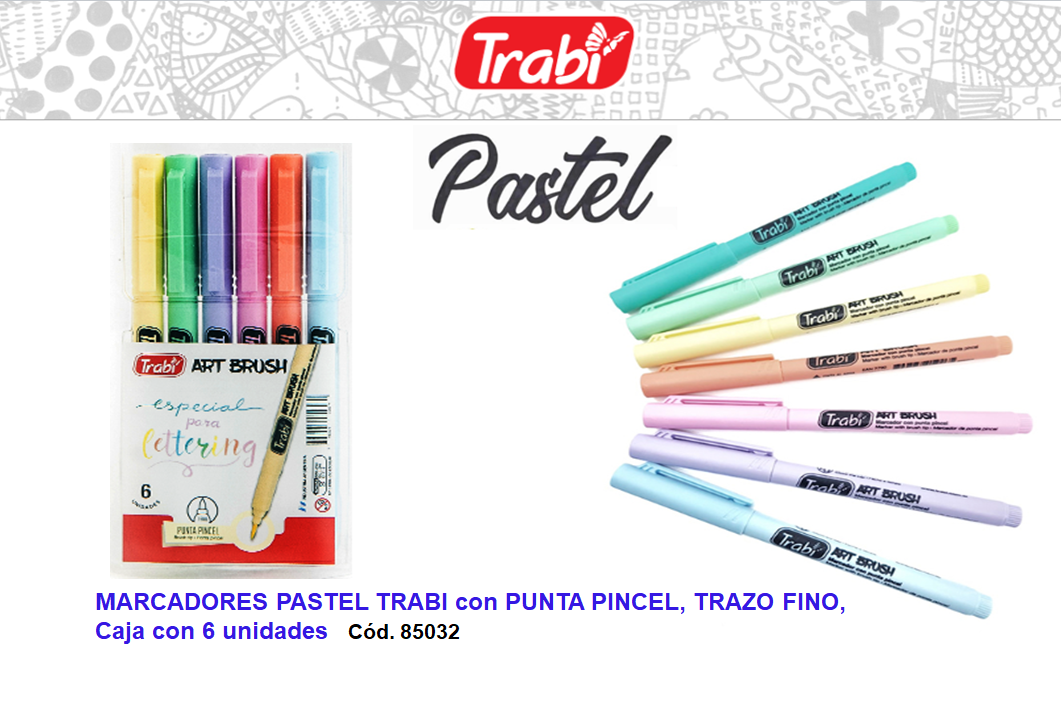 Marcadores PUNTA PINCEL finos colores pastel *6