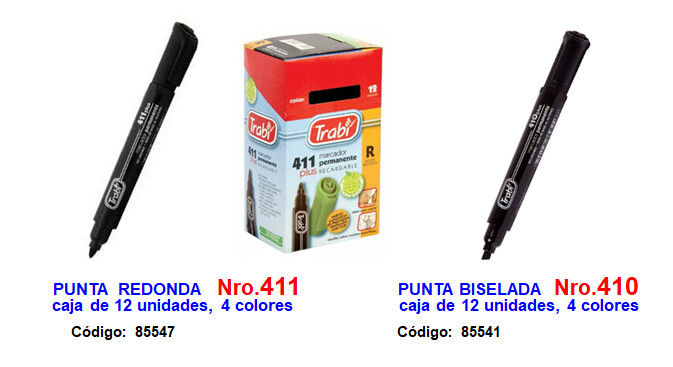 Marcador permanente punta biselada.