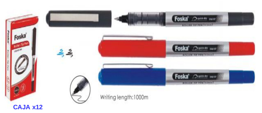 Bolígrafo roller tinta líquida Azul o Negro